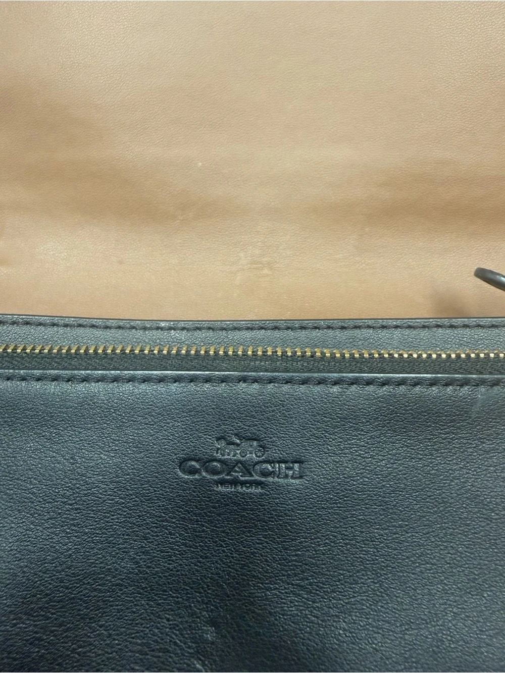 Coach Brown Signature Canvas Crossbody with Black Strap leather interior
